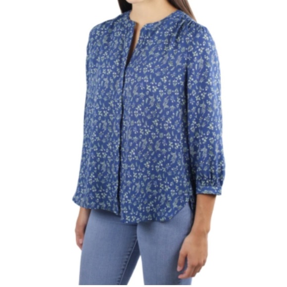 JACHS Girlfriend Tops - Jachs Girlfriend Floral Blue Blouse